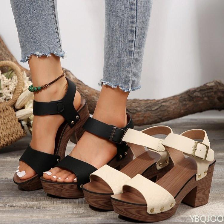 Ladies designer high-heel Sandals Summer one-piece fish mouth shoes Belt buckle sandal Casual open toed Roman sandals