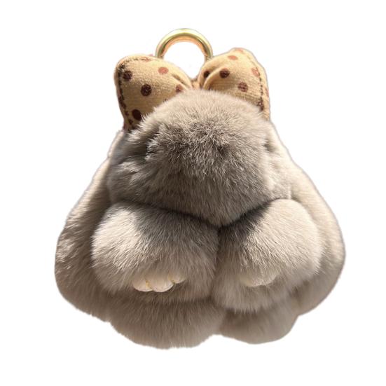 

Плюшевый брелок с бантом и кроликом, нечеткий искусственный мех кролика, кукла с животным, брелок для ключей, держатель для сумки, сделай сам, подвеска, украшение для рюкзака, подарок на день рождения для детей и взрослых кофейный