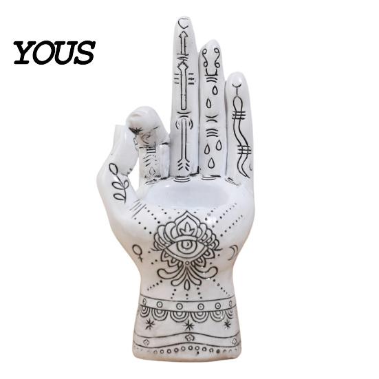 Resin Hand Statue for Meditation Palmistry Incense Holder, Statue, Decorative Holder Stick Ancient Mystical Palm Sculpture Home Table