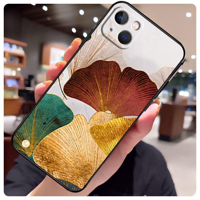 Luxury Ginkgo Leaf Case For iPhone 17 Pro Max 15 14 13 11 12 16 Pro Max mini 15 16 Plus 16e 17 Air Phone Cover