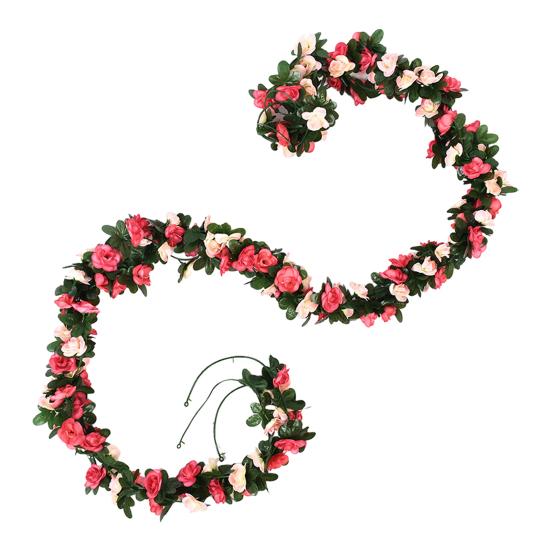 94.5 Inch Artificial Rose Flower Garland Faux Hanging Rose Vine Fake Spring Floral Ivy Garland for Wall Backdrop Wedding Arch Party Background Fence