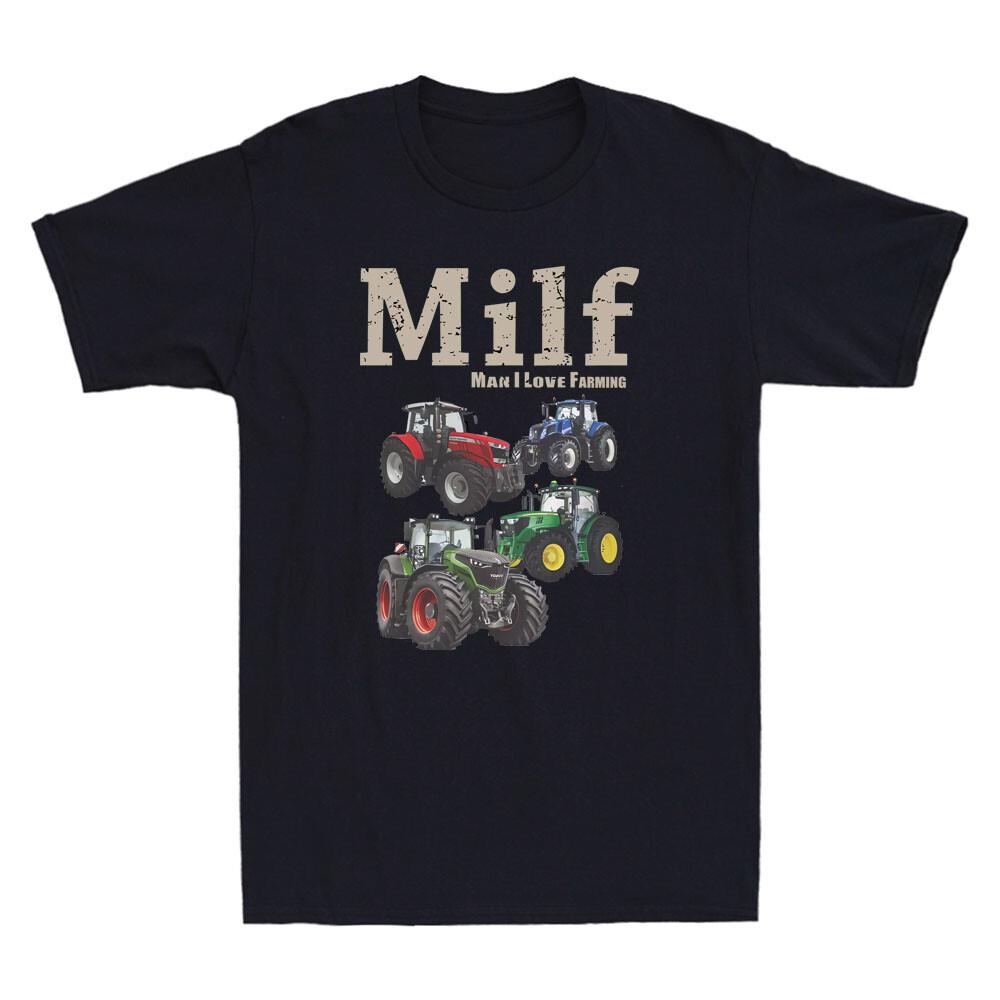 MILF Man I Love Farming Funny Truck Lover Quote Retro Men Short Sleeve T-shirt L