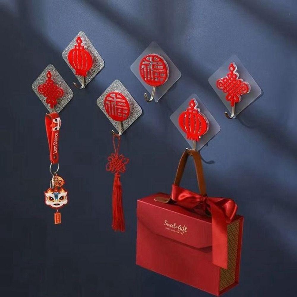 Wall Door Window Fu Word Traceless Sticky Towel Hanger Home Storage Accessories Storage Hooks Hook