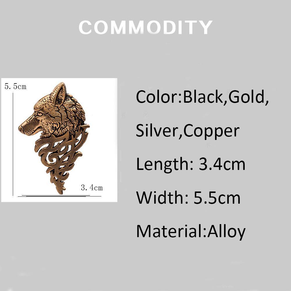 Nordic Lovely Metal Shirt Accessory Bronze Suit Accessory Black Lapel Pin Wolf Head Badge Brooch