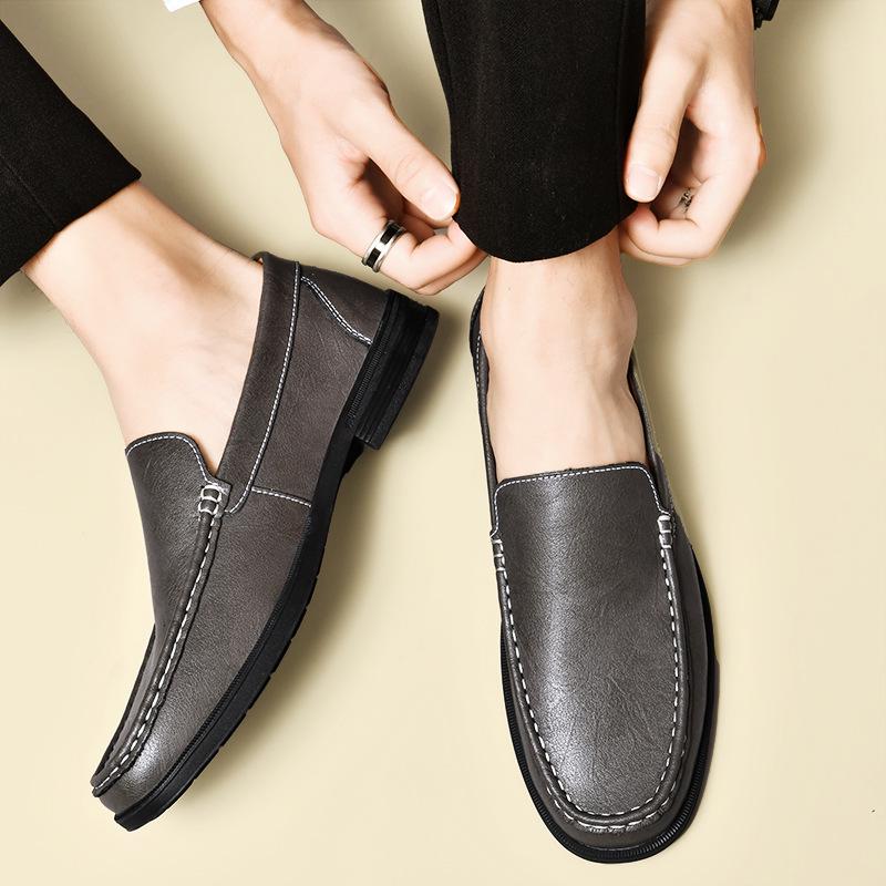 Men's Plus Size Summer Cowhide Casual Loafers - Slip-On Leather Driving Shoes