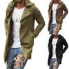 Men Lapel Trench Coat Outwear Overcoat Elegant Long Sleeve Winter Casual Warm Jacket