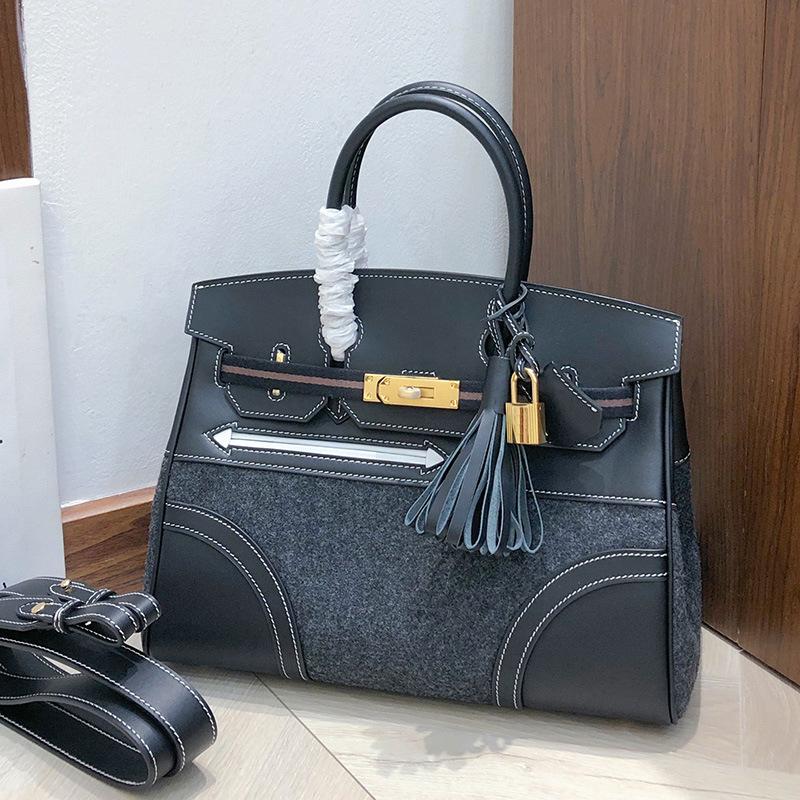 Wysokiej jakości torba filcowa ze skóry bydlęcej wierzchniej warstwy swift skórzana torebka na ramię crossbody vintage damska torba