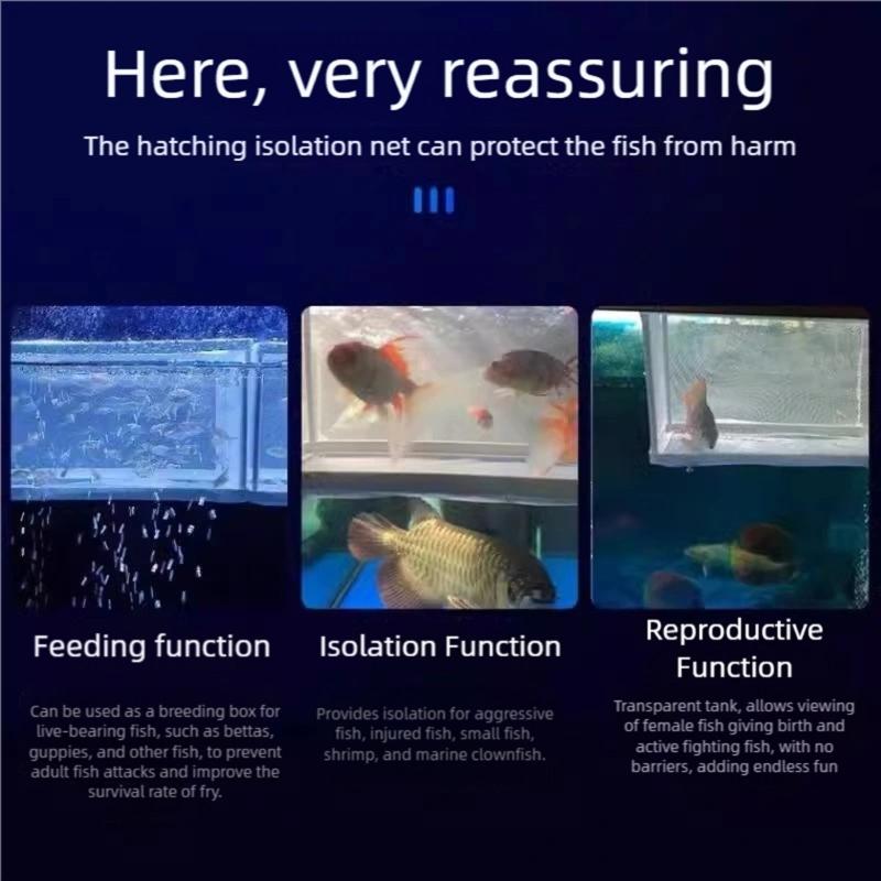 Suspended Aquariums Breeding Box Clear Isolation Net For Fishtanks With Easy Installation Plastic Nursery Divider