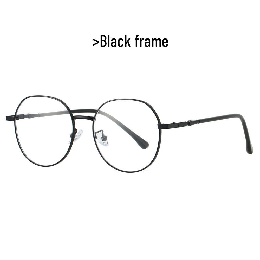 Anti-Blue Light Artistic Oval Metal Frame Prescription Glasses for Students