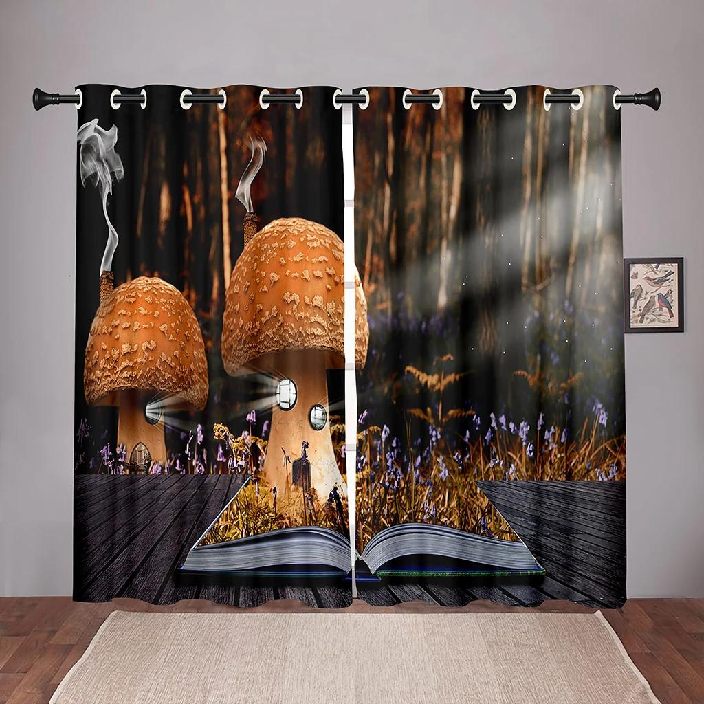 Nature Mushroom ForestDreamy Blackout Window Curtain for Bedroom Living Room Bathroom Kicthen Door Hall High Shading New Fashion