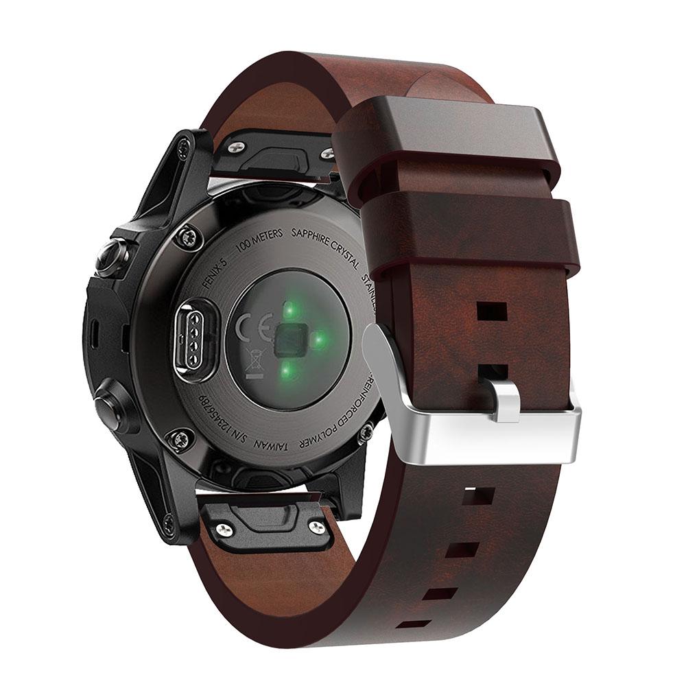 

210mm PU Leather Pointed Strap Replacement Wriststrap Watch Band for Garmin Fenix 5 Brown