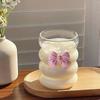 Bow Glass Cute Water Cup Cartoon Bow Glass Cup Striped Cute Doodle Coffee Mug Household Fruit Tea Lemonade Girls Gift