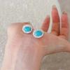 Light Luxury High Quality Turquoise Earrings For Women Fashion Oval Wire Drawing Blue Earings Stud Wedding Jewelry