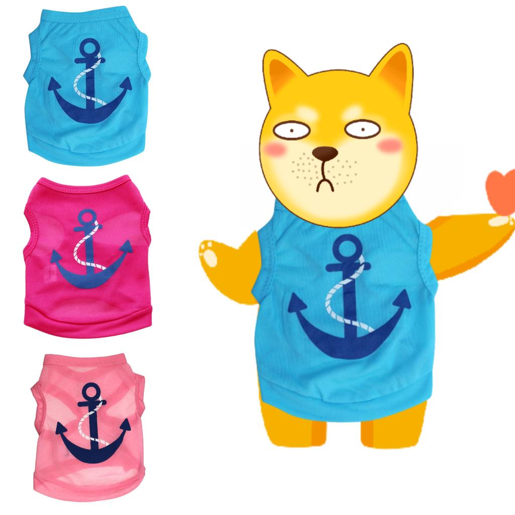 Striped Dog Anchor Vest Pets Cloth Summer Puppy Coat T Shirts Cat Casual Costume