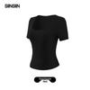 SIINSIIN Women's Slim Fit Square Neck Short Sleeve Top with Padded Bust