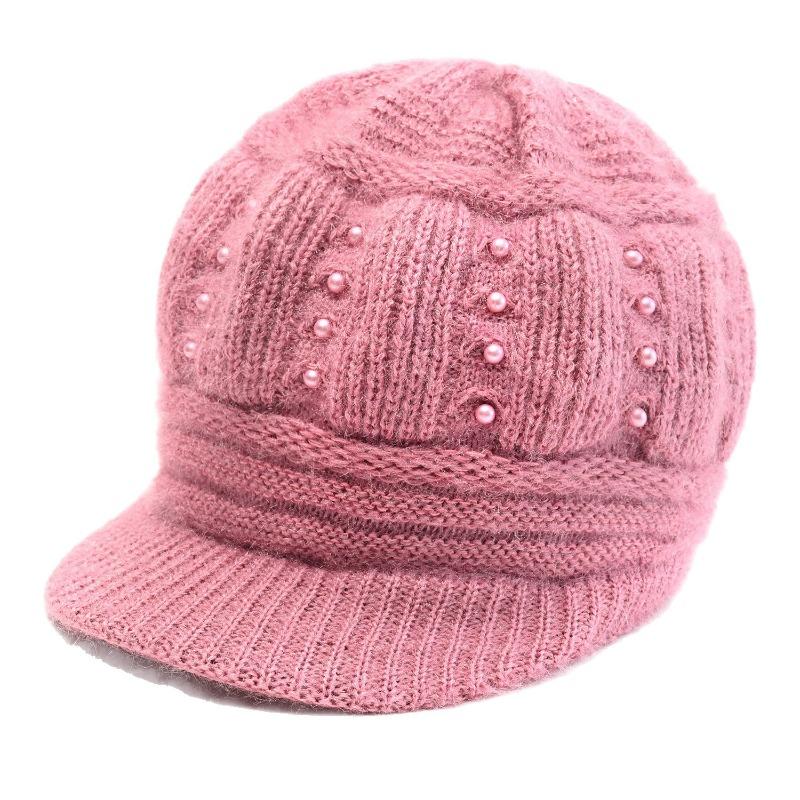 Winter Thermal Hat Women's Winter Velvet Old Lady Hat Old Hat Solid Color Knitted Wool Hat