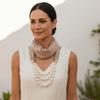 Layered Scarf Necklace Jewelry Two-in-one Chiffon Head Wrap Pearl Pendant Hijab  Performance
