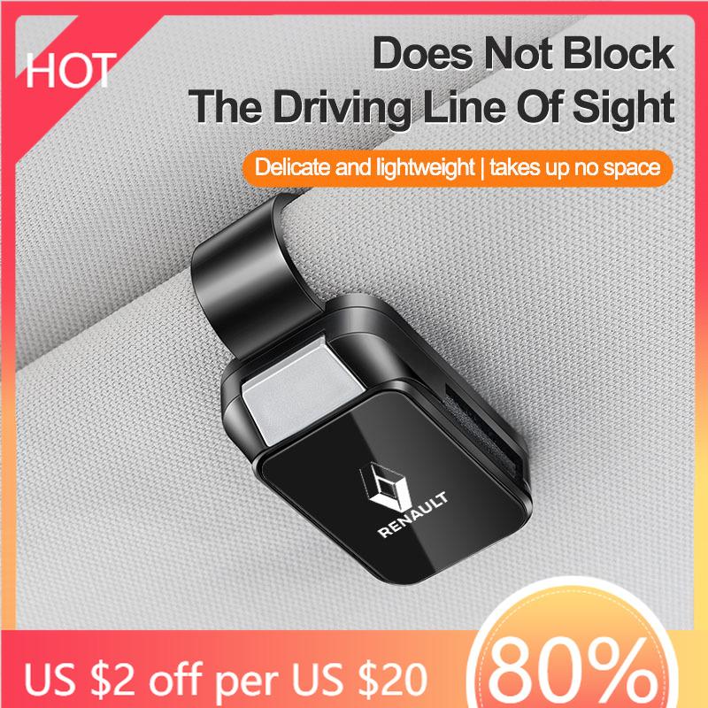 For Renault 2026 New Hub Caps Car Supplies Magnetic Leather Sunglasses Clip-on Car Sun Visor For Renault Logan 2 Stepway Sandero bianco