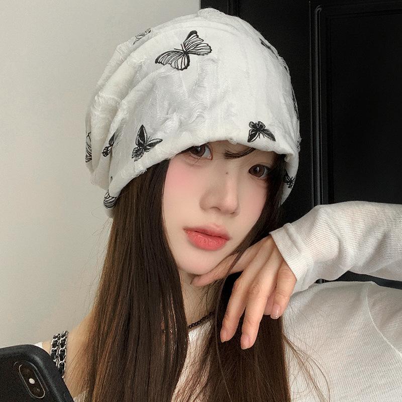 

Female Butterfly Embroidery Autumn and Winter New Hat Retro Thermal Hat One Size