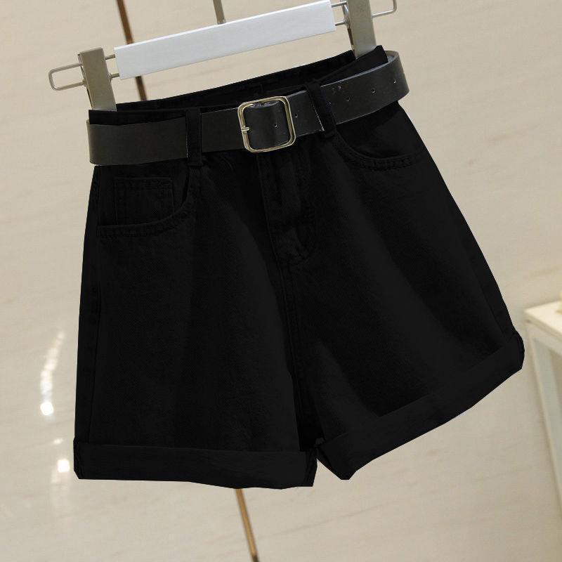 Women's Smoke Gray High-Waist Denim Shorts - Summer 2021 Korean Style, Slimming A-Line With Rolled Hem