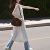 Fashion Knitted Cardigan Sleeveless Lace Dress Retro Hollow Out Sun Protection Women Cross Covers Up Summer Elegant Top Thin Korean Shirt Clothing