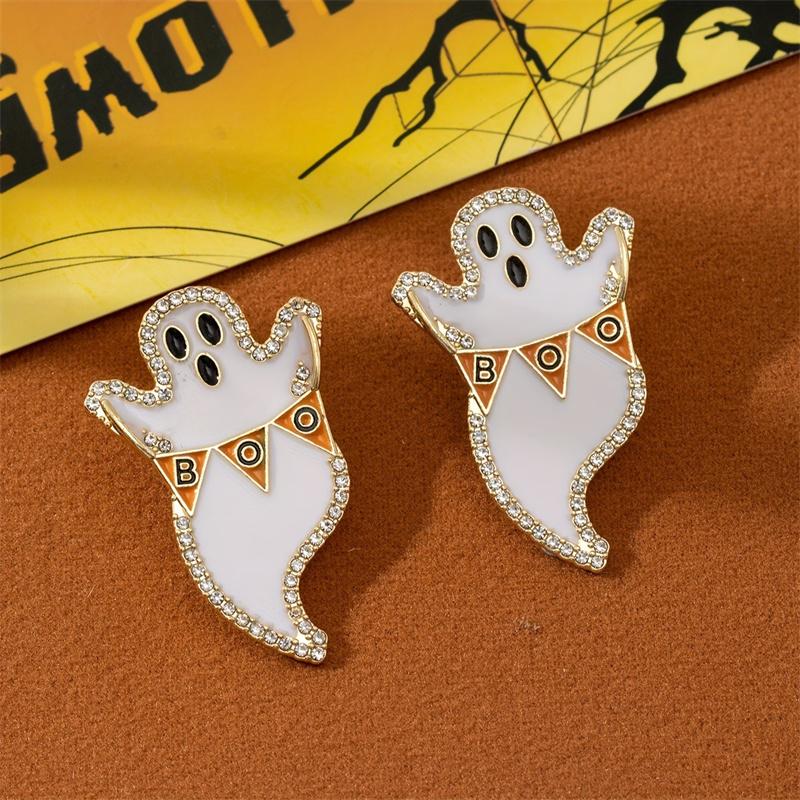 Halloween Cartoon Luminous Ghost Stud Earrings for Women Cute Tongue Popping Little Ghost Pumpkin Tassel Earrings Party Jewelry