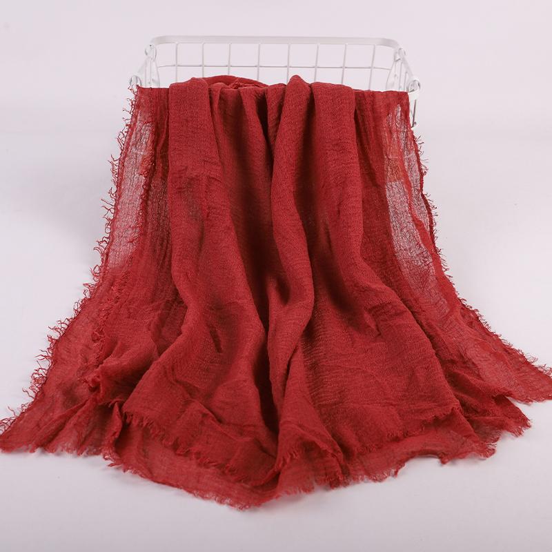 Ramadan Cotton Crinkle Headband Veil Scarves Women Solid Color  Head Wraps Long Scarves Turban Headband Muslim Fashion Headscarf