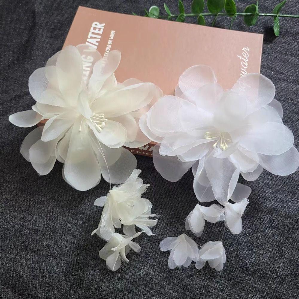 Fiore tridimensionale in tessuto con nappe Fiore in organza riutilizzabile Fiori da appendere ricamati a mano fai-da-te