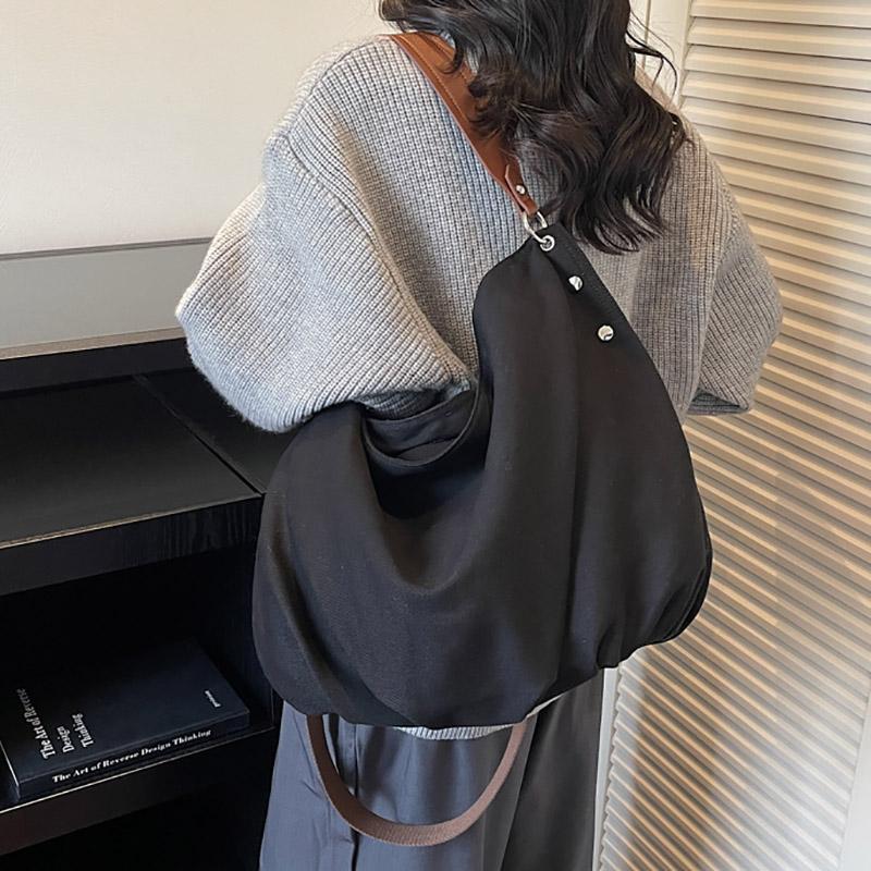 Casual Tote Bag Crossbody Bag Women's Lazy New Large Capacity Simple Underarm Bag Commuting Single Shoulder Bag Suede Leather