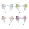 Cartoon Cat Ear Hair Hoop with Flower Hairpin Hair Holder Cosplay Party Headwear