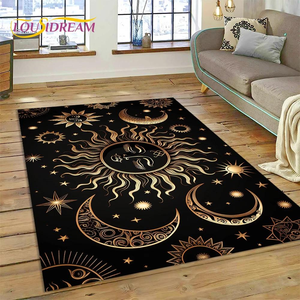 Sun Moon Mandala Magic Witchcraft Tarot Carpet Rug for Home Living Room Bedroom Sofa Doormat Decor,Area Rug Non-slip Floor Mat