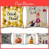 Gruselig-Charmantes Kissenbezug mit Halloween-Thema mit lebhaftem Hexen- und Kürbisdesign