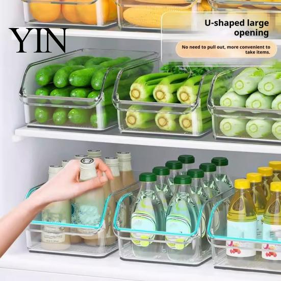 Refrigerator Drawer Organizer Set Storage Box with Handle, Clear PET Pull Out Vegetable Crisper for Organizer, Stackable Fresh Food Keeper Vegetables