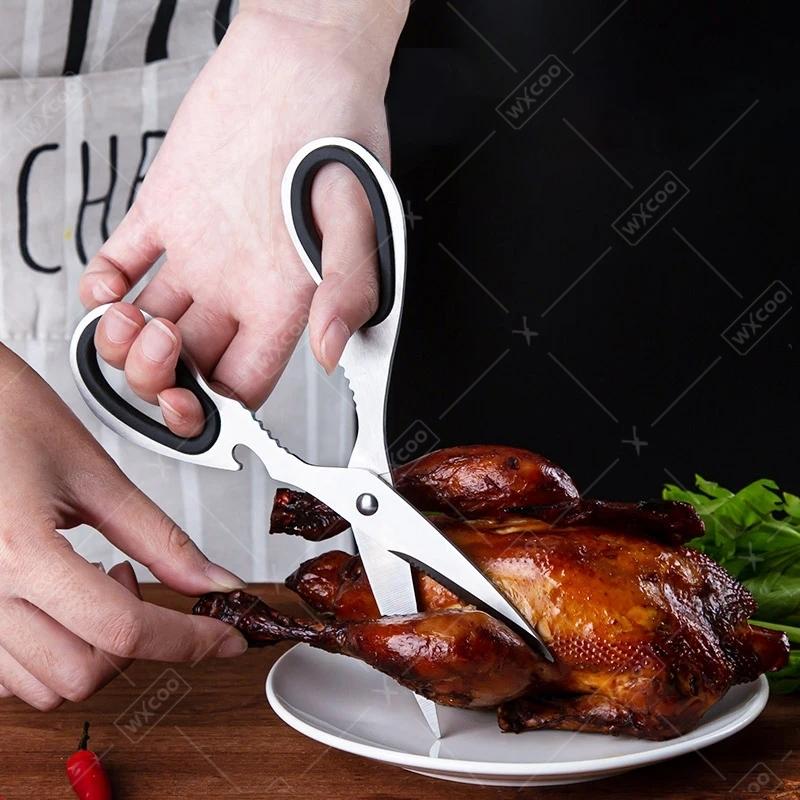 Multifunctional Stainless Steel Kitchen Scissors Sharp Food Roasting Scissor Household Powerful Chicken Bone Scissors