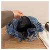 Vintage Bow Washed Denim Shoulder Bags for Women Versatile Large Capacity Ladies Crossbody Bag Lightweight Casual Tote Handbag