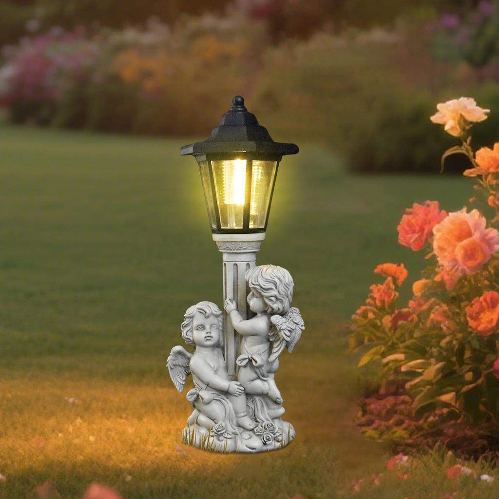 JYL TS/097,European Style Roman Column Angel Solar Outdoor Light for Lawn Porch Ambient Home Decor Lamp