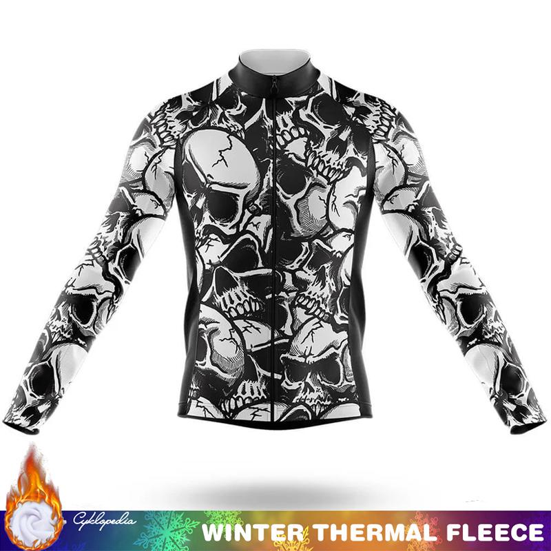 Mtb Clothing Men SKULL Fleece Jersey Cycling Mens Men's Shirt Thermal Winter Outfit Long Sleeve 2026 Man Road Bikes Jackets Bike