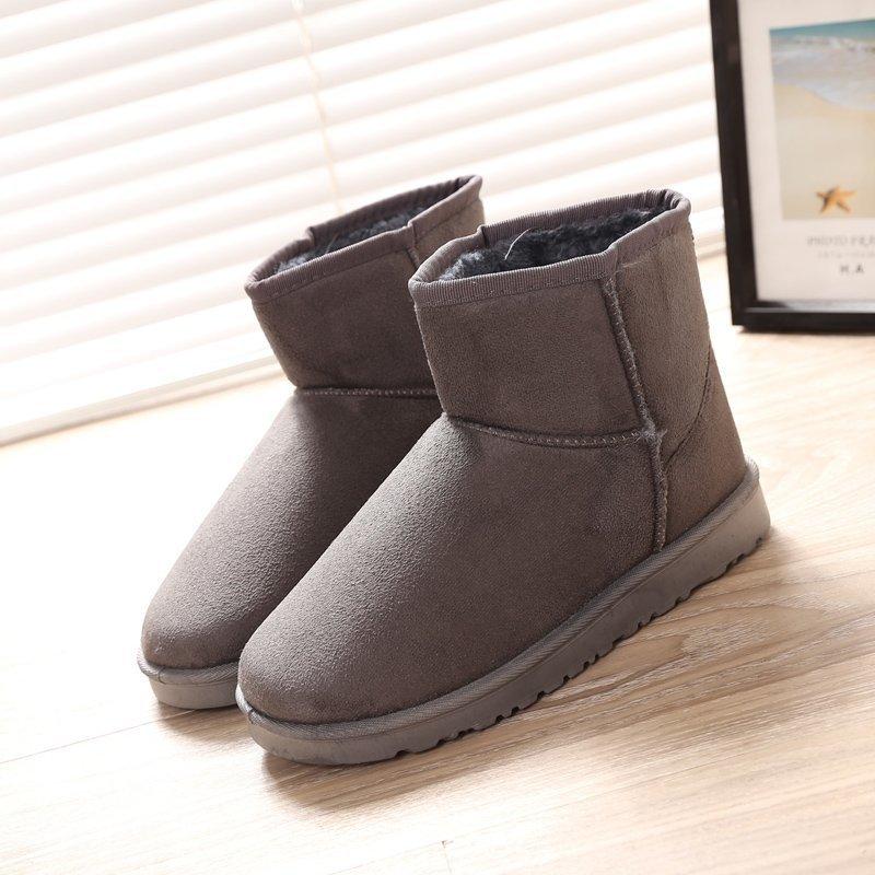 Winter Snow Boots Female Students Warm Fleece Thickened Flat Bottom Warm Cotton Shoes Suede Short Snow Boots