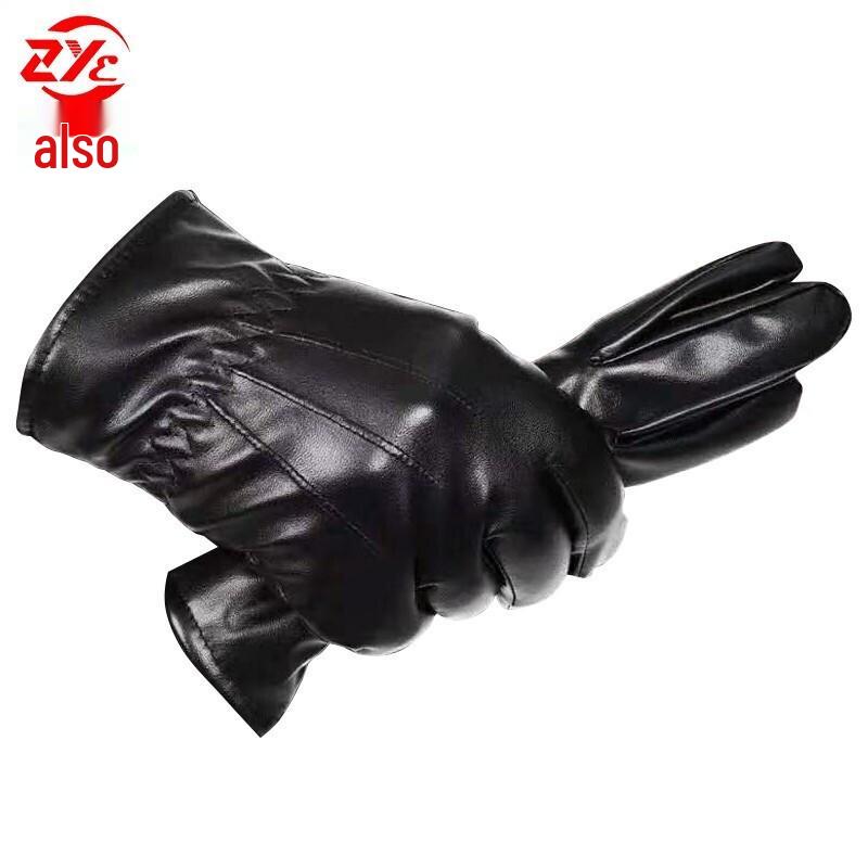 Zhe Ye ZYVOP-A074 Three-Ribbed Touchscreen PU Leather Gloves