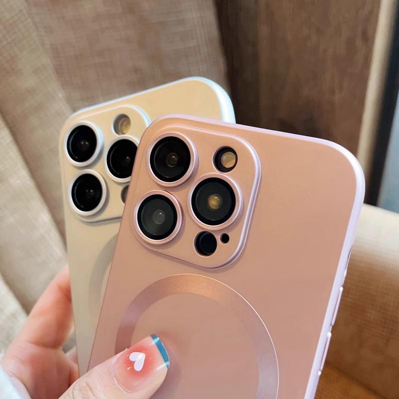 Apple 16 Phone Case for iPhone 15 Pro Max: Silicone Magnetic Lens, Full Coverage, Drop Protection