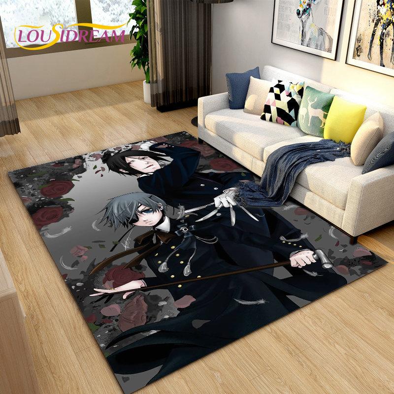 Black Butler Anime Cartoon Area Rug,Carpet Rug for Living Room Bedroom Sofa Doormat Decoration, Kids Play Non-slip Floor Mat