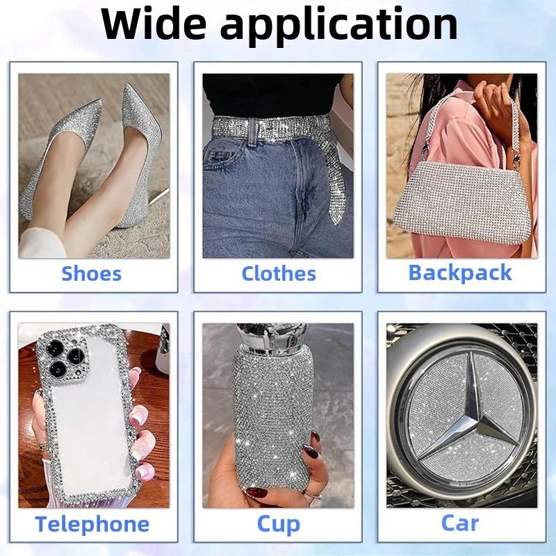 Self Adhesive Crystal Rhinestone Sticker Shiny Glass Diamond Ribbon Multipurpose DIY Car Phone Decoration Arts Crafts VIE LENTE