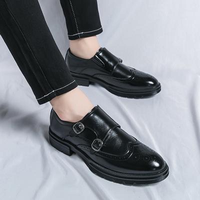 Mode Nouvelle Mode Chaussures de Moine à Semelle Épaisse pour Homme Chaussures Habillées pour Homme Chaussures en Cuir Brogue Sculpté Chaussures Formelles d'Affaires Chaussures de Mariage