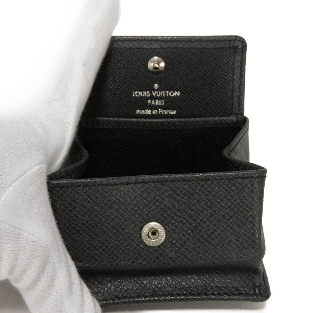 Used 12564 Porte Monnaie Boite M30382 7943 LV Logo Embossed Charcoal Gray Black Coin Pocket Taiga Ardoise Men's from