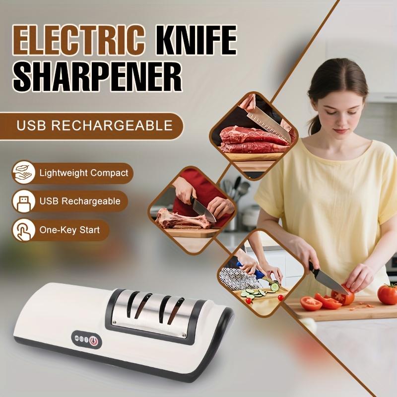 [Electric Knife Sharpener] Professional USB Rechargeable Electric Knife Sharpener, Suitable for Sharpening and Polishing Kitchen Knives