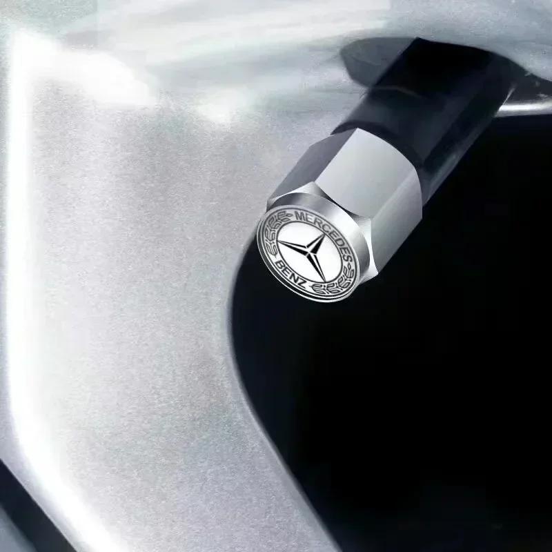 4Pcs Car Tire Valve caps Emblem metal Cap Case For Mercedes Benz B/C/E/S Class A Class C200L GLC GLE CLA accessories Car Styling CD2