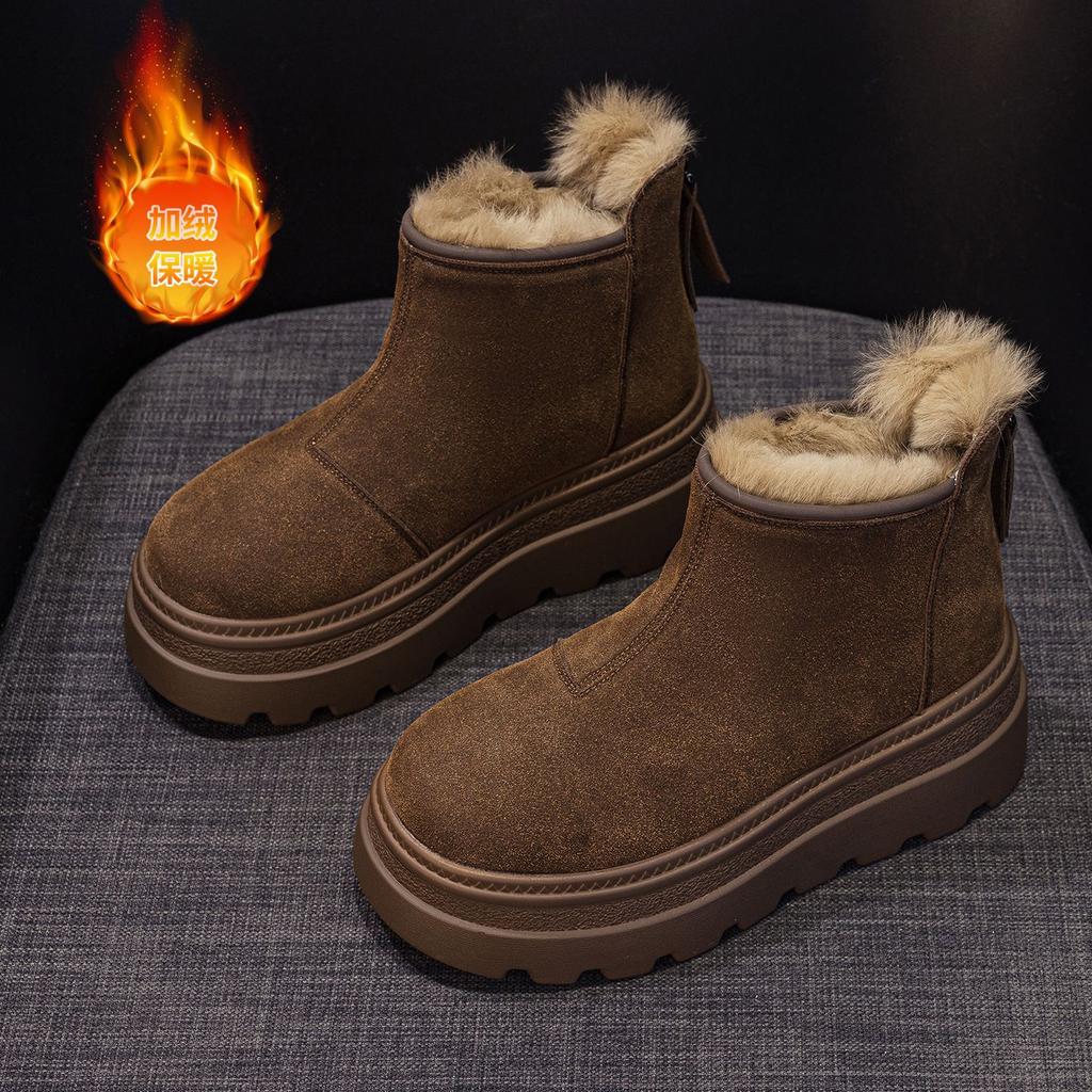 Botas de nieve para mujer 2026 invierno nuevo moda estilo casual versátil cremallera trasera botas de mujer