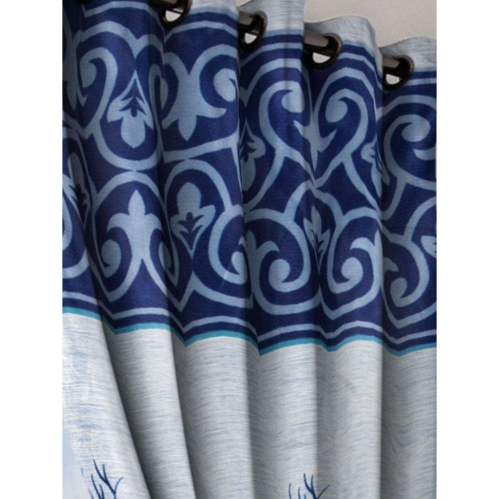 2 Piece Garden Panel Eyelet Polyester Curtains / Blue