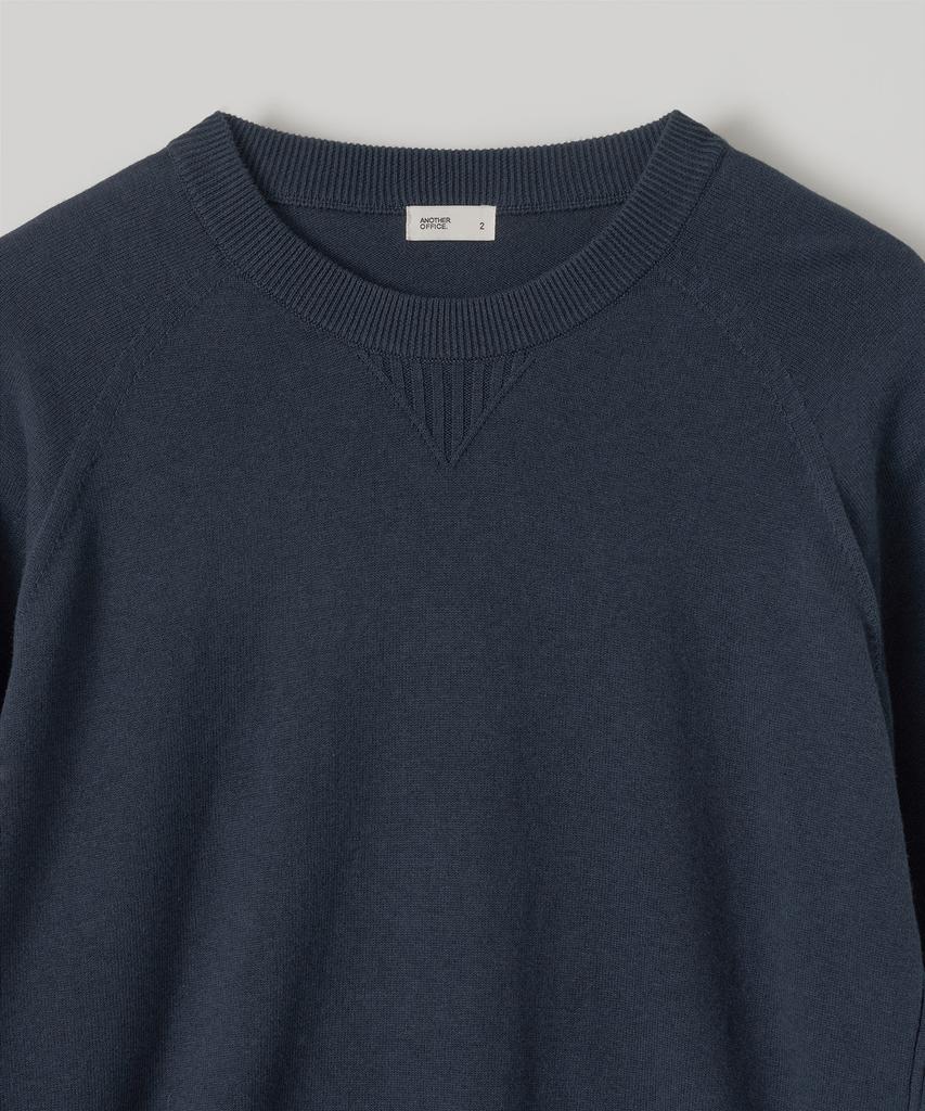 ANOTHER OFFICE Whole Garment Crew-Neck Knit (Indigo Blue)