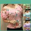 Women Floral Print Cold Shoulder Tops Stylish Summer Beach Tank Blouses Shirt In Multiple Colors